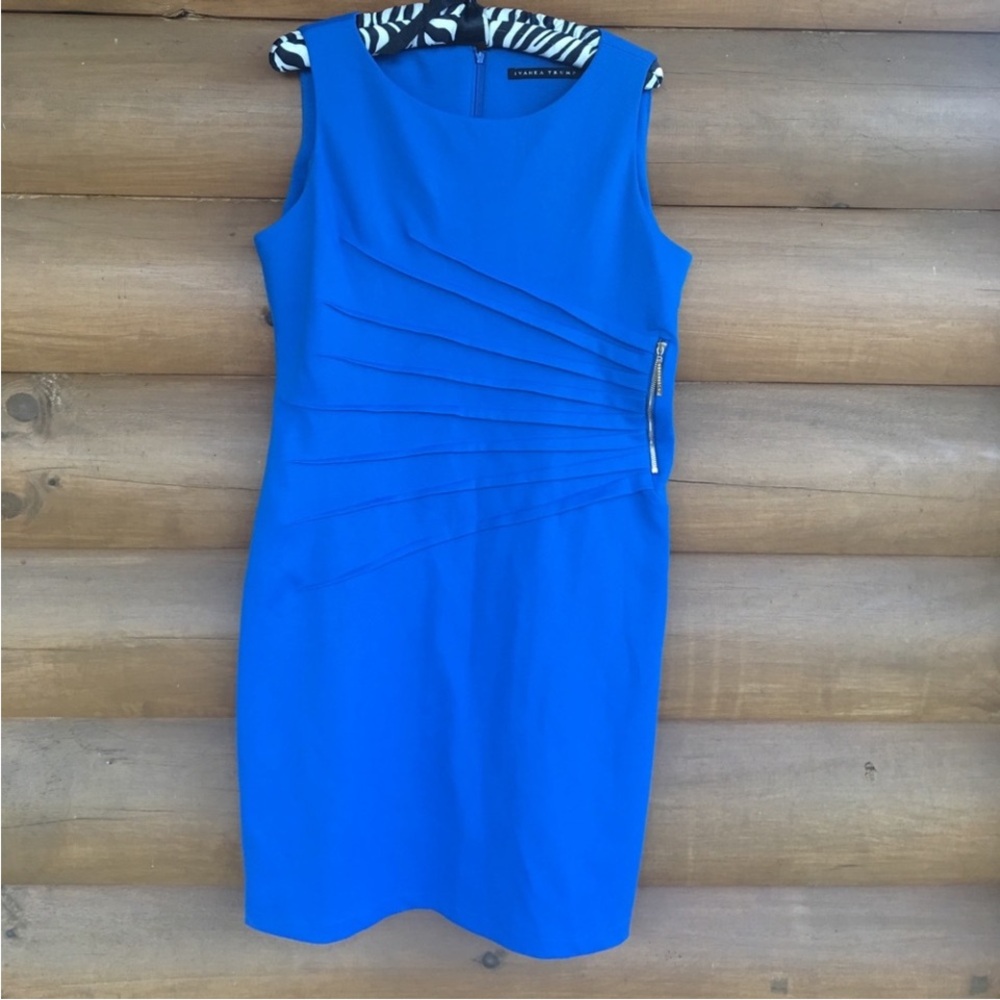 Ivanka Trump Vibrant Blue Pleated Mini Dress